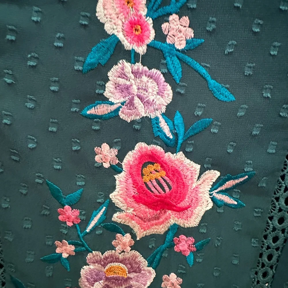 Asos Petite High neck embroidered mini Dress - Picture 6 of 14